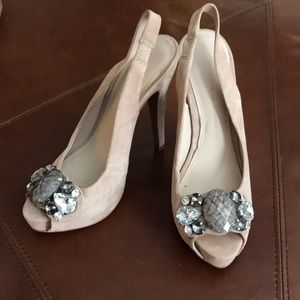 Zara woman nude suede peep toe shoes